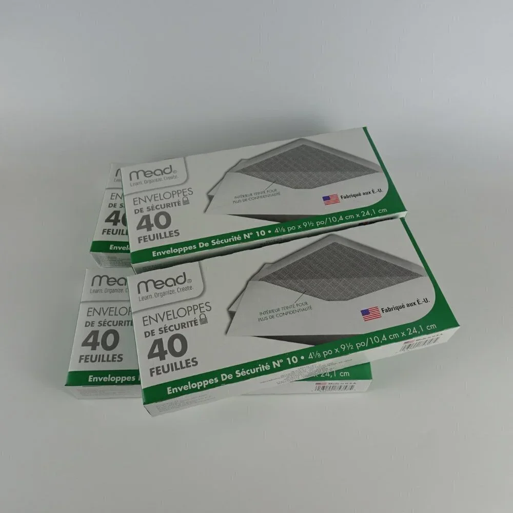 4 Boxes MEAD #10 WHITE Security Envelopes 40 each